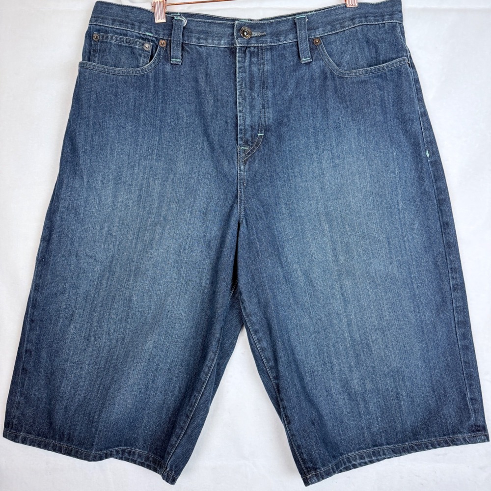 Vintage Y2K Sean John Mens 38 Baggy Denim Jorts Hong Kong Graphic Pocket Shorts